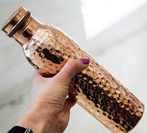 PIEPOT PIEPOT 100 Pure Copper Hammered Water Bottle 1 Litretamba bottle 1 litreDrinking Water bottle copper Brown Pack of 1 Hammered Bottle - Image 3