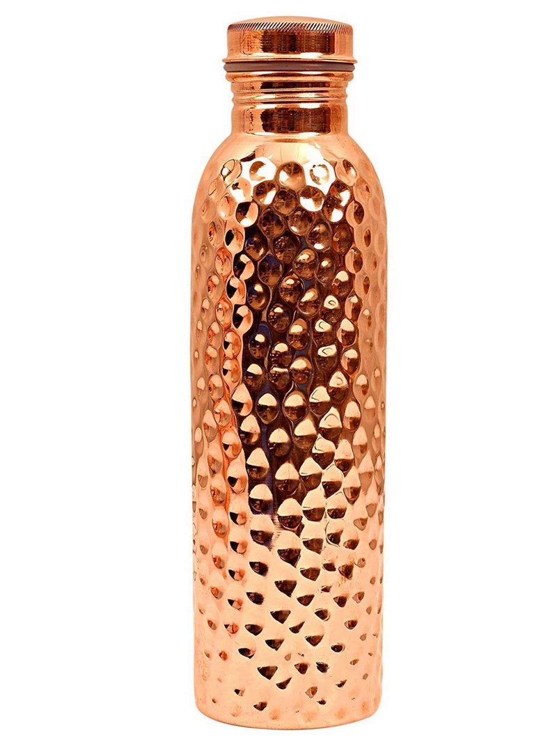 PIEPOT PIEPOT 100 Pure Copper Hammered Water Bottle 1 Litretamba bottle 1 litreDrinking Water bottle copper Brown Pack of 1 Hammered Bottle - Image 1