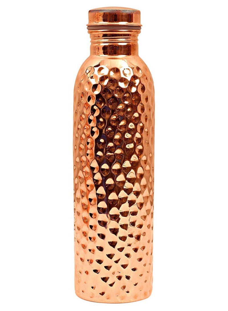 PIEPOT 100 Pure Copper Hammered Water Bottle 1 Litretamba bottle 1 litreDrinking Water bottle copper Brown Pack of 1 Hammered Bottle - Image 1