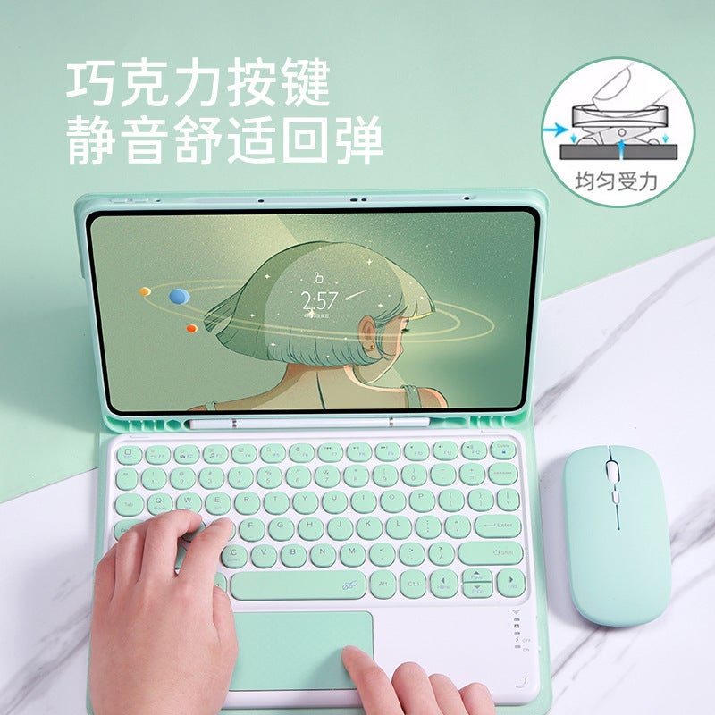 Suitable For Samsung Tabs10 Lite Bluetooth Round Cap Touch Keyboard A9Plus Pen Slot S11 Tablet Protective Case - Image 3