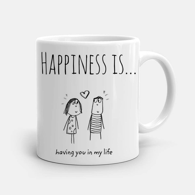 Misaavi Happiness is Having You in My Life 11oz Ceramic Mug Birthday Romantic Anniversary Valentine Day Gift for Bestie Wife Mother Sis GF - Image 1