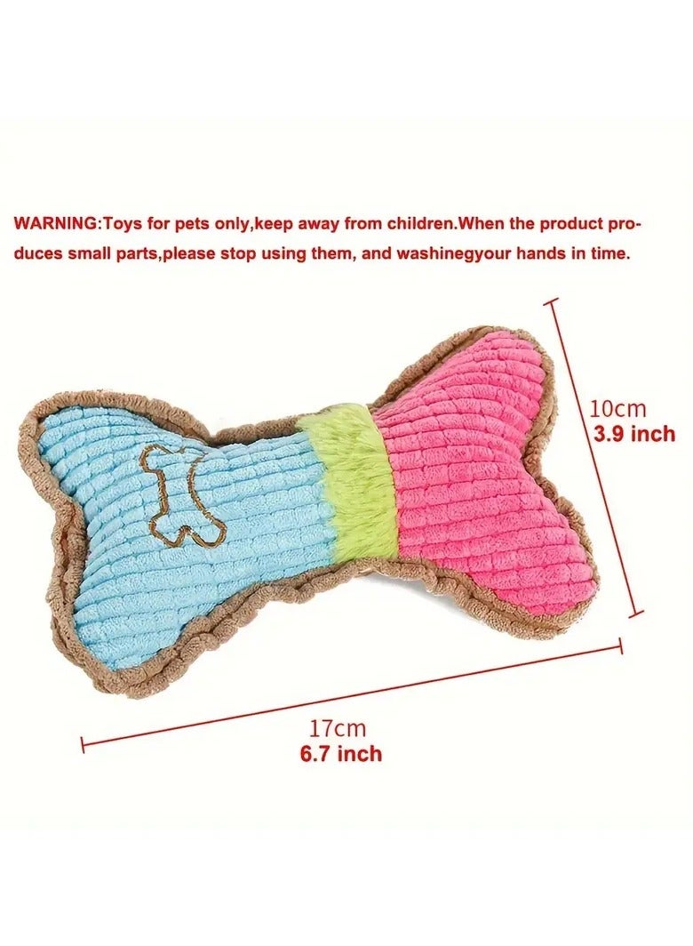 Goolsky Interactive Squeaky Bone-Shaped Plush Dog Toy - Durable Chew and Teething Plaything for Medium Breeds - Image 2