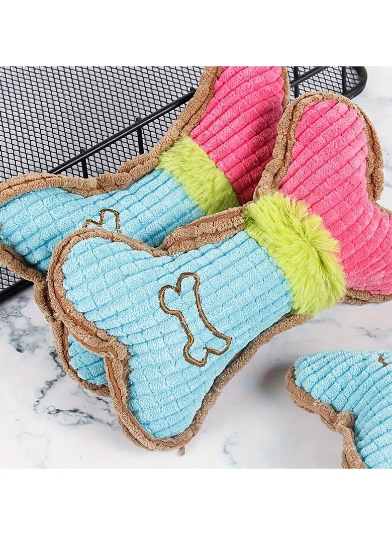 Goolsky Interactive Squeaky Bone-Shaped Plush Dog Toy - Durable Chew and Teething Plaything for Medium Breeds - Image 5