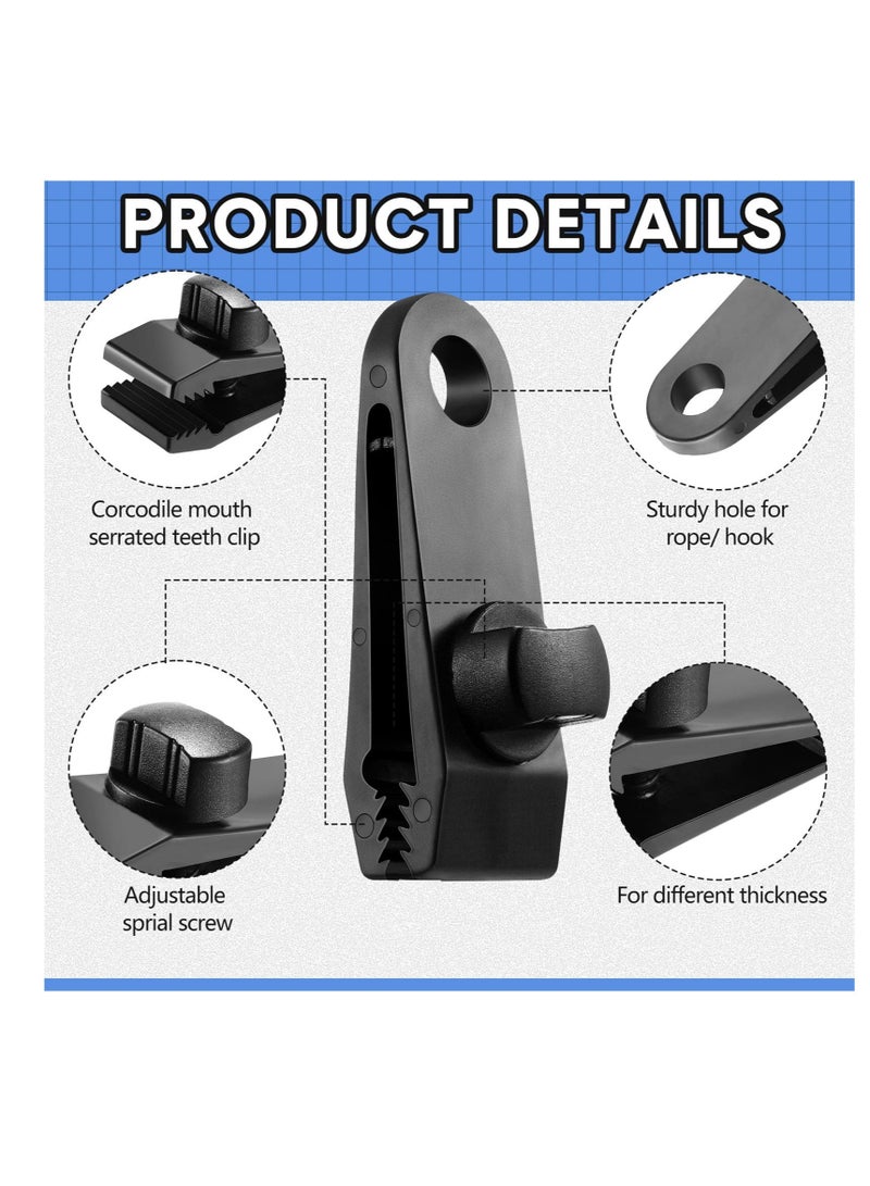 Excefore Tarp Clips and Ball Bungee Cords, 40 Pcs Tarp Clamps Heavy Duty Lock Grip, Shark Tent Fasteners Clips,  Pool Awning Cover Bungee Cord Clip, Car Cover Clamp, Clamp for Outdoor Tent(Black) - Image 3