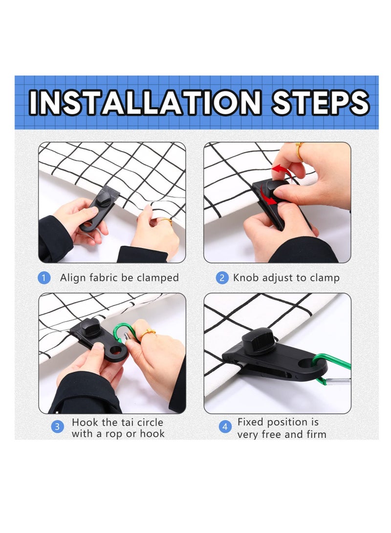 Excefore Tarp Clips and Ball Bungee Cords, 40 Pcs Tarp Clamps Heavy Duty Lock Grip, Shark Tent Fasteners Clips,  Pool Awning Cover Bungee Cord Clip, Car Cover Clamp, Clamp for Outdoor Tent(Black) - Image 4