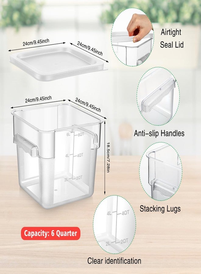 FoldTier 2 Pieces Square Food Storage Containers Polycarbonate Clear food Container with Lid Commercial Storage with Graduations for Commercial Kitchen Dough Marinating Meat(White,6 Qt) - Image 2