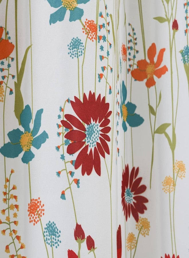 Lush Decor Clarissa Floral Shower Curtain, 72" x 72", Turquoise & Tangerine - Image 4