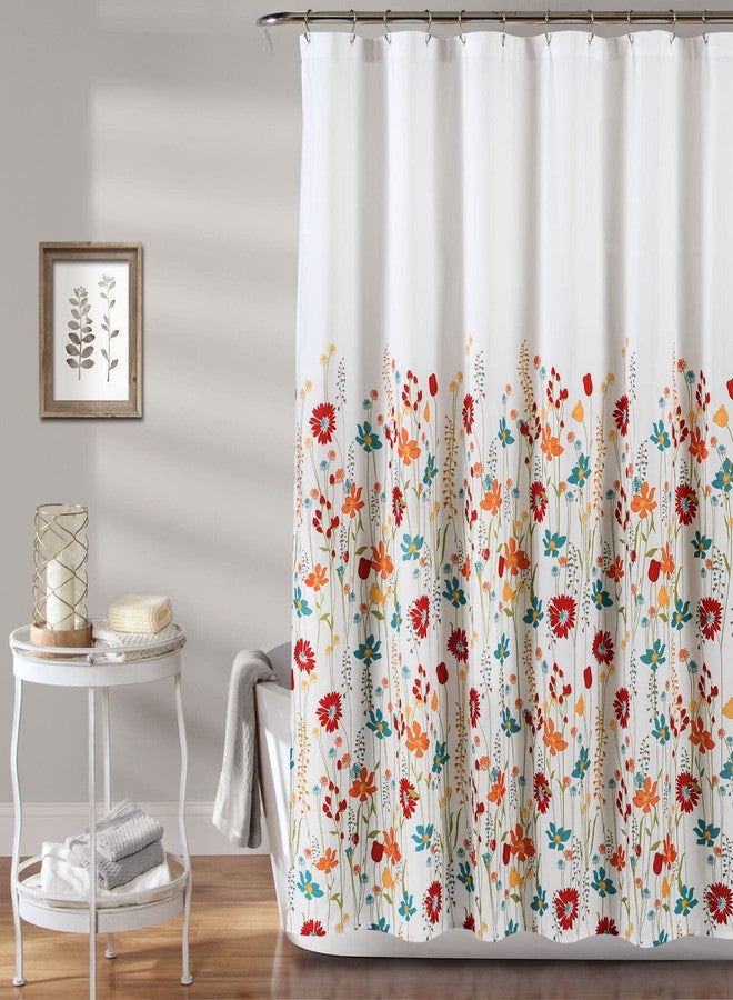 Lush Decor Clarissa Floral Shower Curtain, 72" x 72", Turquoise & Tangerine - Image 1
