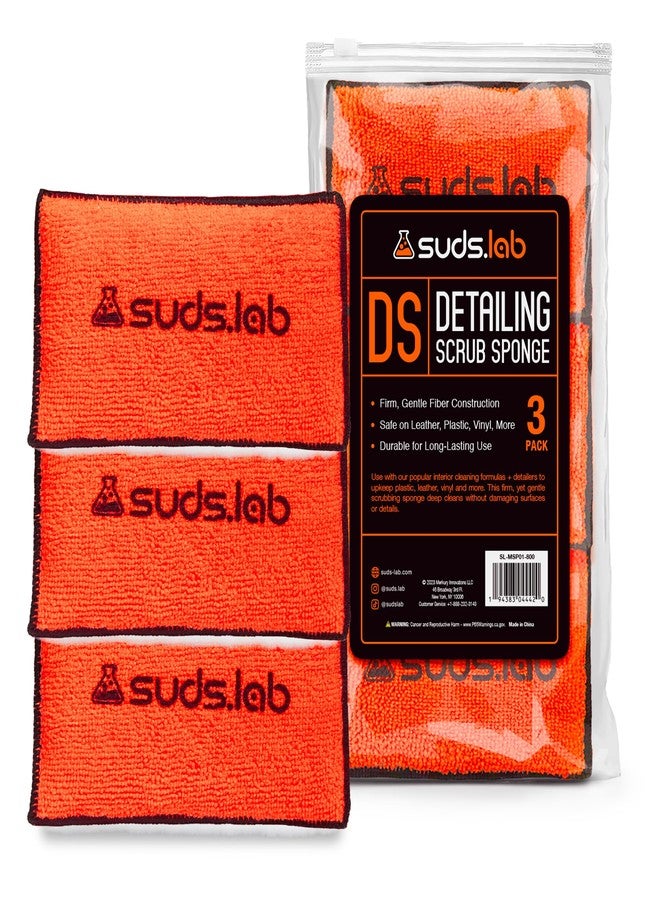 suds.lab Suds Lab DS Microfiber Detailing Scrub Pad 3 Pack - Car Interior Cleaning & Detailing Microfiber Scrub Pads - Set of 3 - Safe On Leather, Vinyl, Plastic, Etc. - Image 1