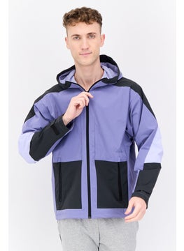 Adidas Men Sportswear Fit Long Sleeve Outdoor Hooded Jacket, Lilac/Black  - Image 1