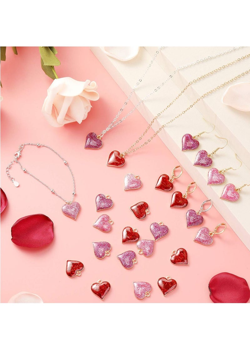 KASTWAVE Heart Charms Alloy Enamel Charms for Jewelry Making, Glitter Mini Heart Pendants for DIY Mother's Day Valentine's Day Earring Bracelet Necklace Charms (60 Pcs)  - Image 3