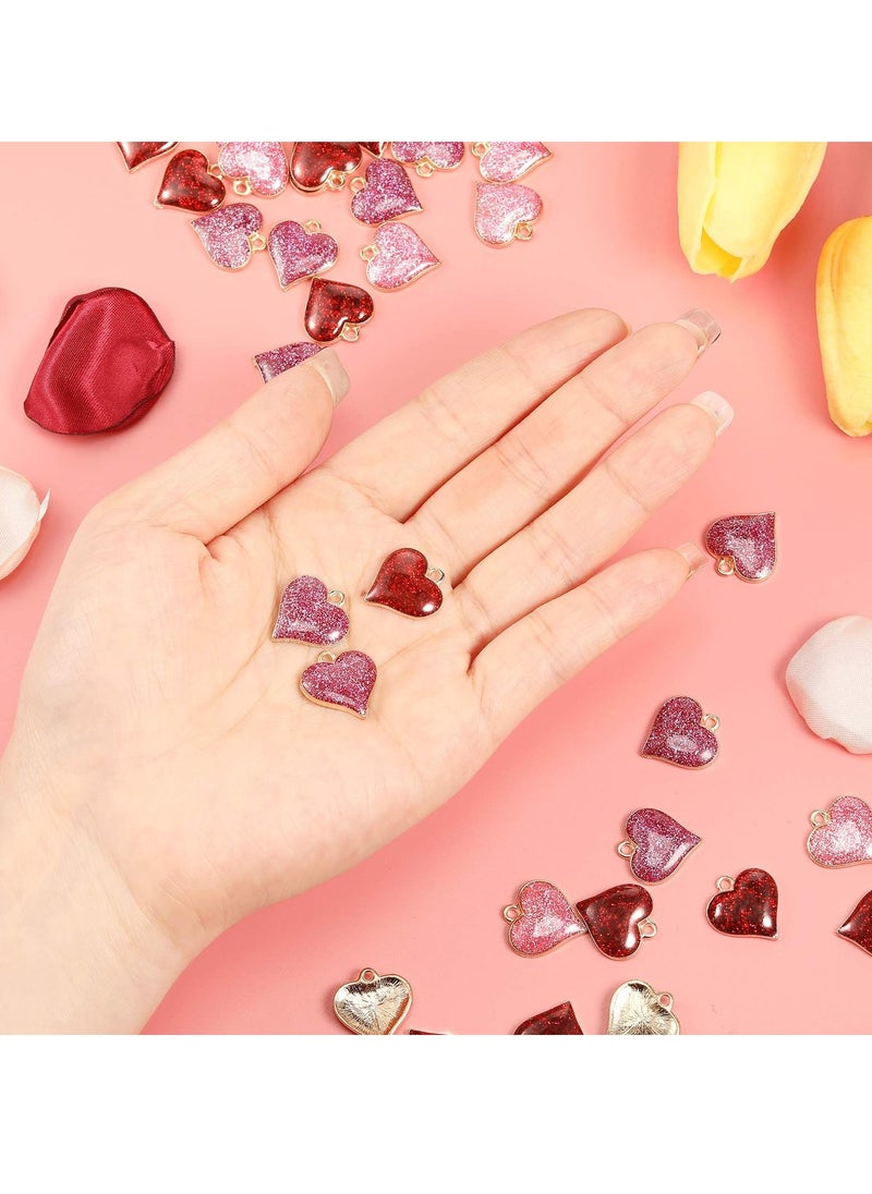 KASTWAVE Heart Charms Alloy Enamel Charms for Jewelry Making, Glitter Mini Heart Pendants for DIY Mother's Day Valentine's Day Earring Bracelet Necklace Charms (60 Pcs)  - Image 4