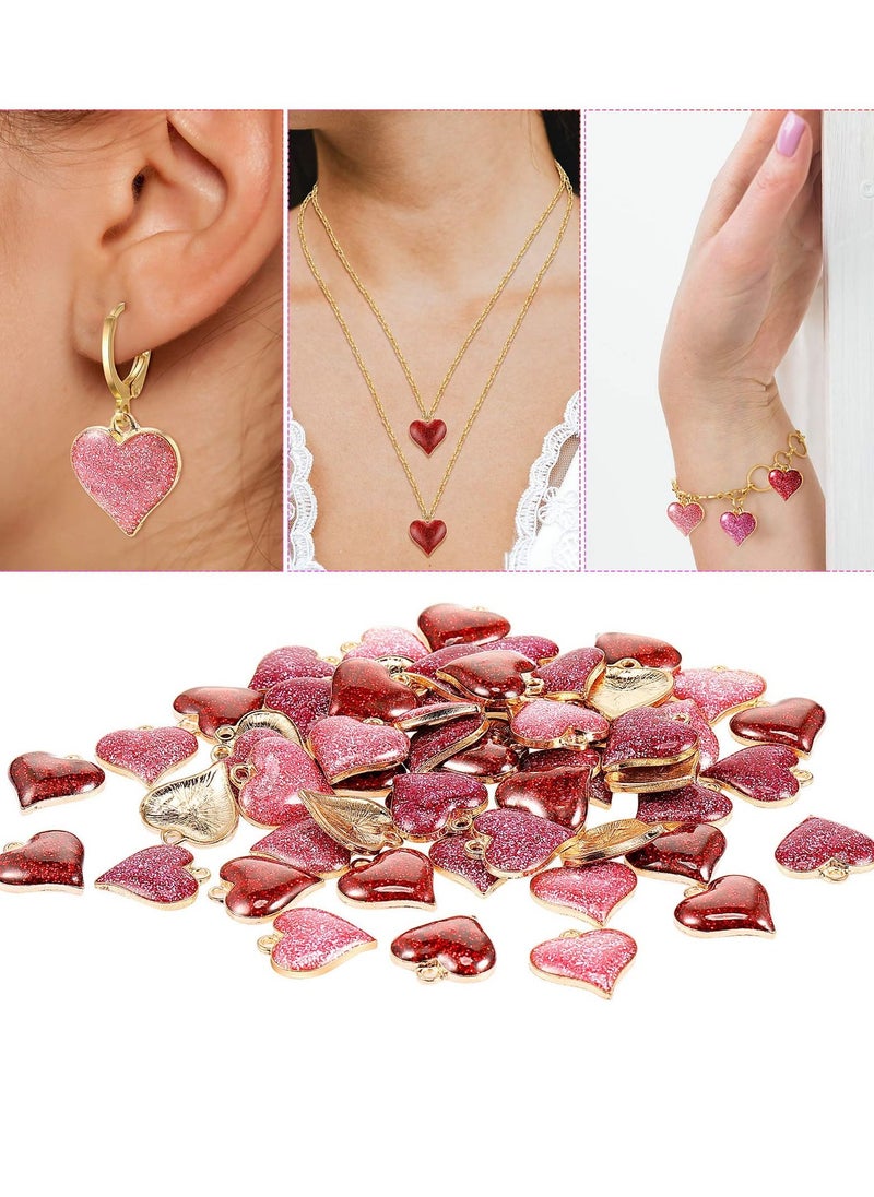 KASTWAVE Heart Charms Alloy Enamel Charms for Jewelry Making, Glitter Mini Heart Pendants for DIY Mother's Day Valentine's Day Earring Bracelet Necklace Charms (60 Pcs)  - Image 5