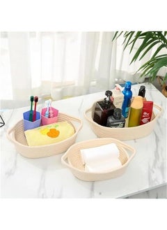 HOOKOR Ellipse Storage Basket 5-piece Set- Natural Cotton Rope Woven Baskets for Organizing Small Basket Bins Storage, Shelf Storage Baskets for Organizing, Bathroom Organization Bin (White)  - Image 5