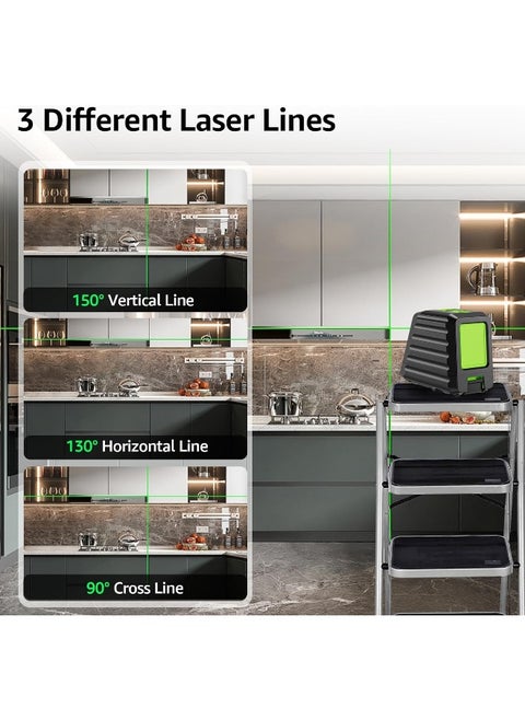 Self-Leveling Laser Level -  Box-1G 150Ft/45M Outdoor Green Cross Line Laser Level With Vertical Beam Spread Covers Of 150°, Selectable Laser Lines, 360° Magnetic Base And Battery Included