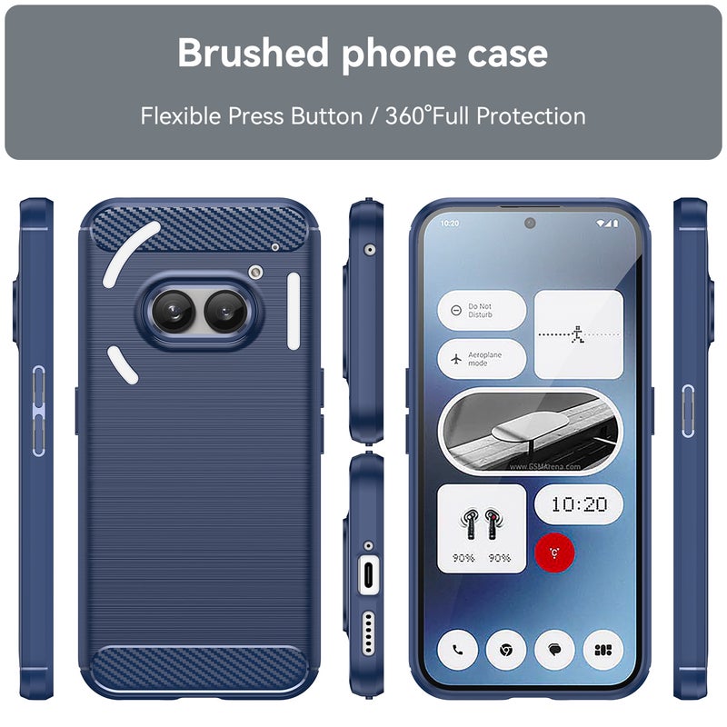 HuHa Protective Cover For Nothing Phone 2a Carbon Fiber Brushed Texture TPU Phone Case(Blue) - Image 2