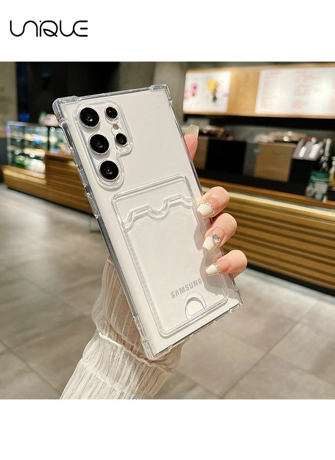 يونيك - متوافق مع جراب هاتف Samsung Galaxy S24 Ultra - جراب فتحة بطاقة واقية شفاف - جراب هاتف شفاف - حماية من السقوط TPU - Image 1