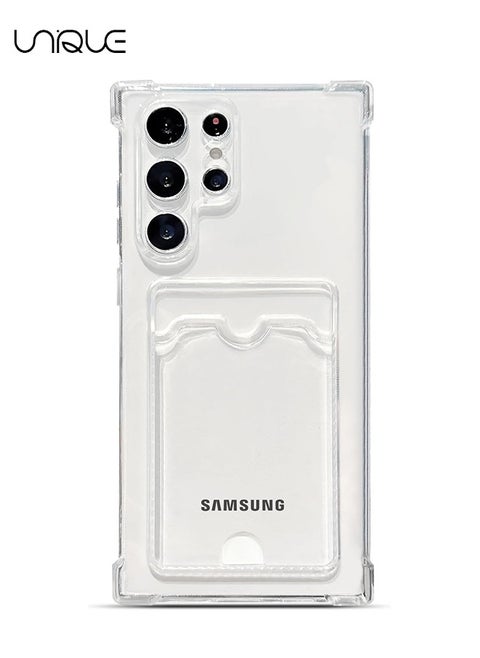 متوافق مع جراب هاتف Samsung Galaxy S24 Ultra - جراب فتحة بطاقة واقية شفاف - جراب هاتف شفاف - حماية من السقوط TPU