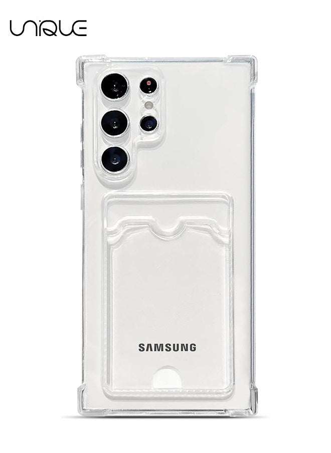 يونيك - متوافق مع جراب هاتف Samsung Galaxy S24 Ultra - جراب فتحة بطاقة واقية شفاف - جراب هاتف شفاف - حماية من السقوط TPU - Image 1