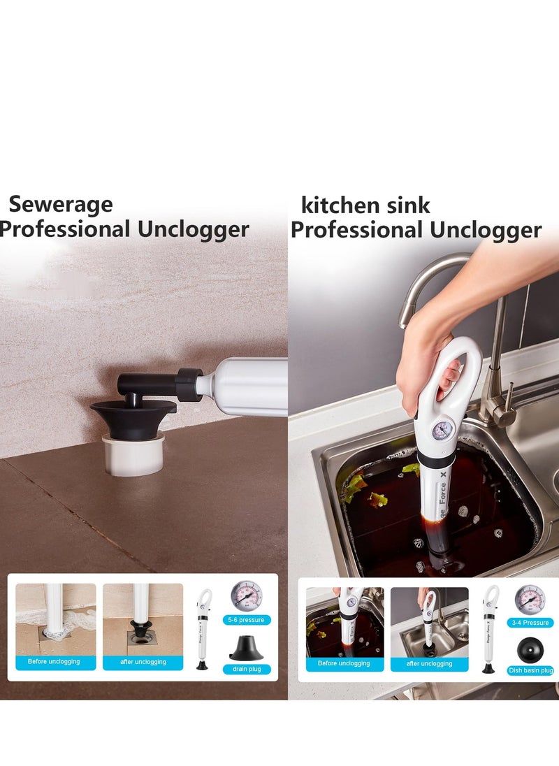 KASTWAVE - Toilet Plunger, High Pressure Drain Unblocker with Visual Air Pressure Gauge, Multipurpose Clog Remover for Bathrooms, Sinks, and Drains Plumbing Clogs - Image 1