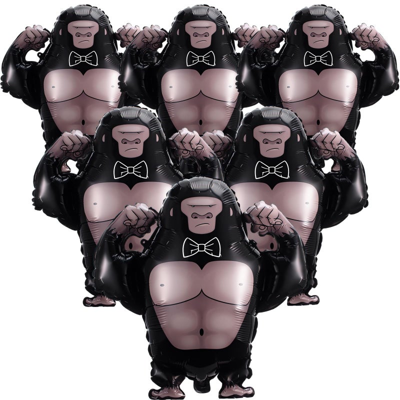 Vertintong 6 Pcs 27 Inch Gorilla Aluminum Foil Balloons Large Jungle Gorilla Party Balloons Monkey Balloon Birthday Decorations for Safari Animal Themed Party Baby Shower Supplies - Image 2