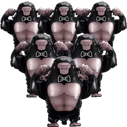 Vertintong 6 Pcs 27 Inch Gorilla Aluminum Foil Balloons Large Jungle Gorilla Party Balloons Monkey Balloon Birthday Decorations for Safari Animal Themed Party Baby Shower Supplies - Image 1