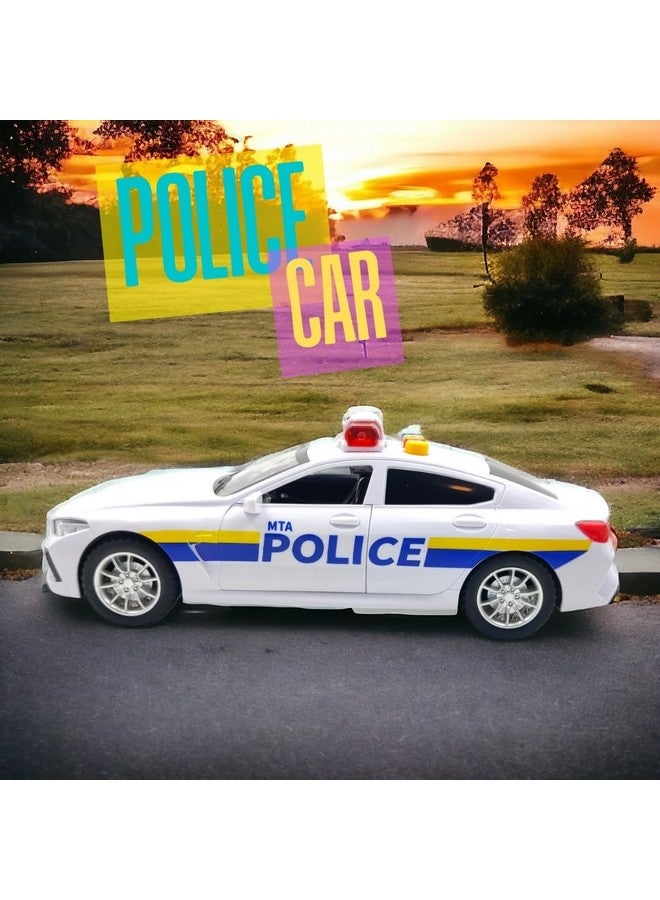 PLUSPOINT Police Car for Kids Friction Powered with Lights Sirens and Sounds Rescue Emergency City Cop Vehicle Push and Go Pursuit Swat Toy Pretend Play Great Gift for Boys Girls (Police) - Image 1