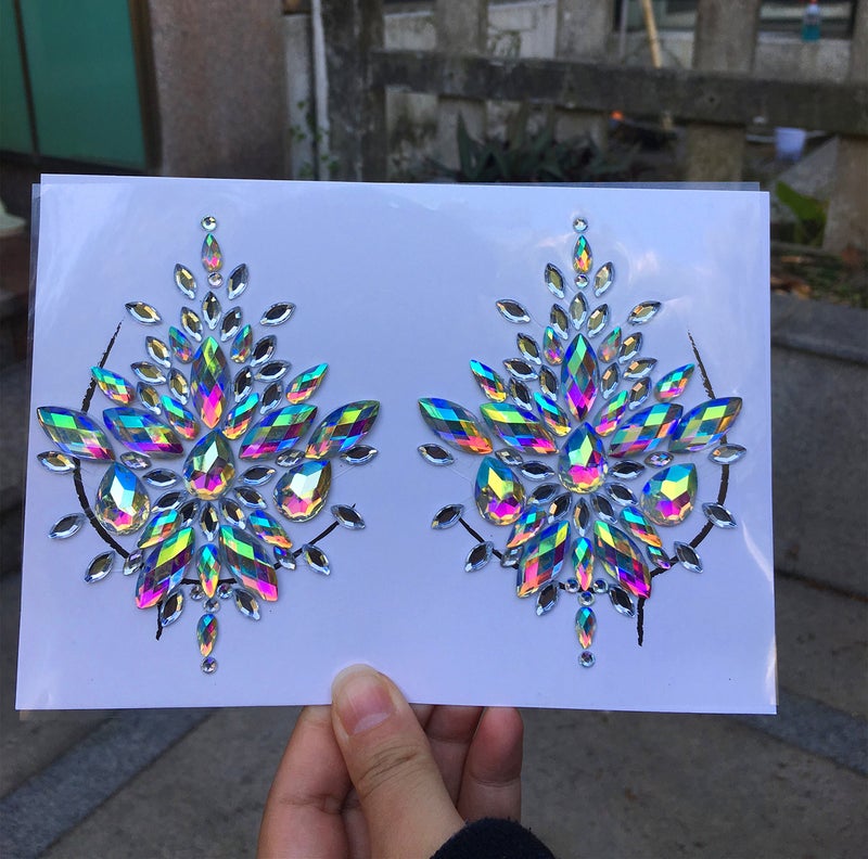 DaLin Rave Festival Rhinestone Face Body Jewelry Stick On Crystal Tattoo Chest Crystal Body Gem Stones Bindi Stickers Body Jewel 1
