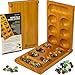 Queensell Mancala Board Game with Magnetic Lock Classic 2Player Folding Game Wooden Mancala Set with 56 Glass Pebbles Mancala Game for Kids and Adults - Image 2
