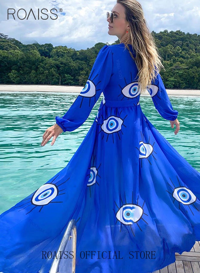 roaiss Women Long Sleeved Beach Shawl Long Sleeved Swimsuit Outer Layer Women Sun Protection Cover Up Sun Protection Body Modification Multi Purpose Wear - Image 1
