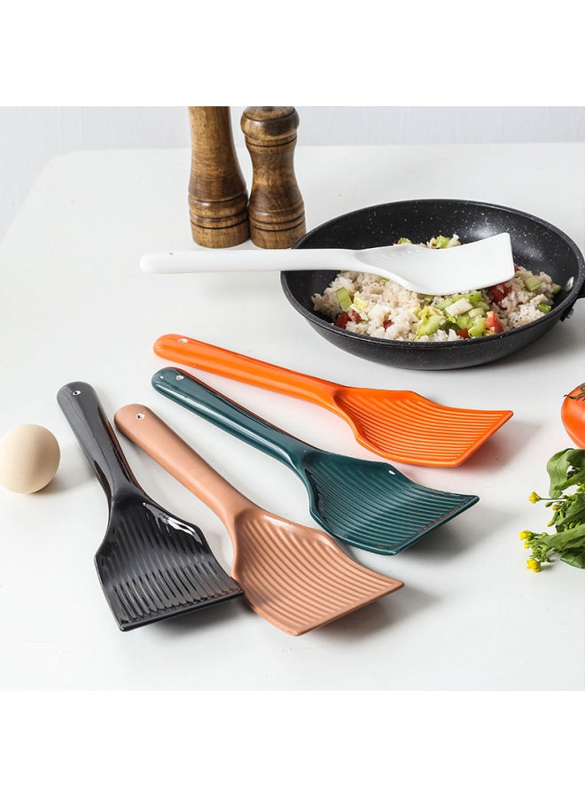 Non-stick Pan Special Ceramic Glaze Frying Spoon Flat Bottom Spatula High Temperature Resistant Anti-scalding Hand Rice Spoon Spatula Wholesale-Colour:Army Green  - Image 3