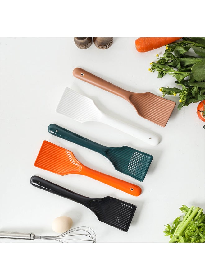 Non-stick Pan Special Ceramic Glaze Frying Spoon Flat Bottom Spatula High Temperature Resistant Anti-scalding Hand Rice Spoon Spatula Wholesale-Colour:Army Green  - Image 5