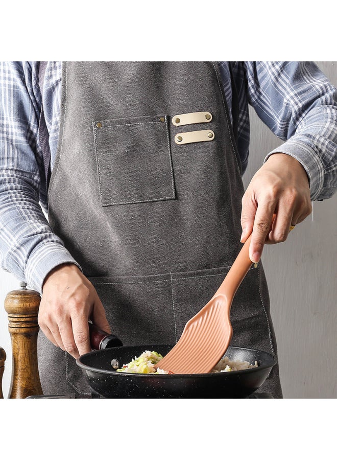 Non-stick Pan Special Ceramic Glaze Frying Spoon Flat Bottom Spatula High Temperature Resistant Anti-scalding Hand Rice Spoon Spatula Wholesale-Colour:Army Green  - Image 1