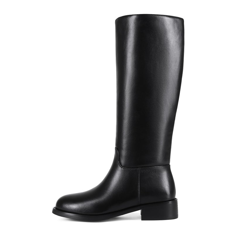 Abbleet 2026NEW Knee High Boots Winter Wide Calf Black Boots for Women Round Toe Side Zipper Low Block Heel Boots with Tall - Image 5