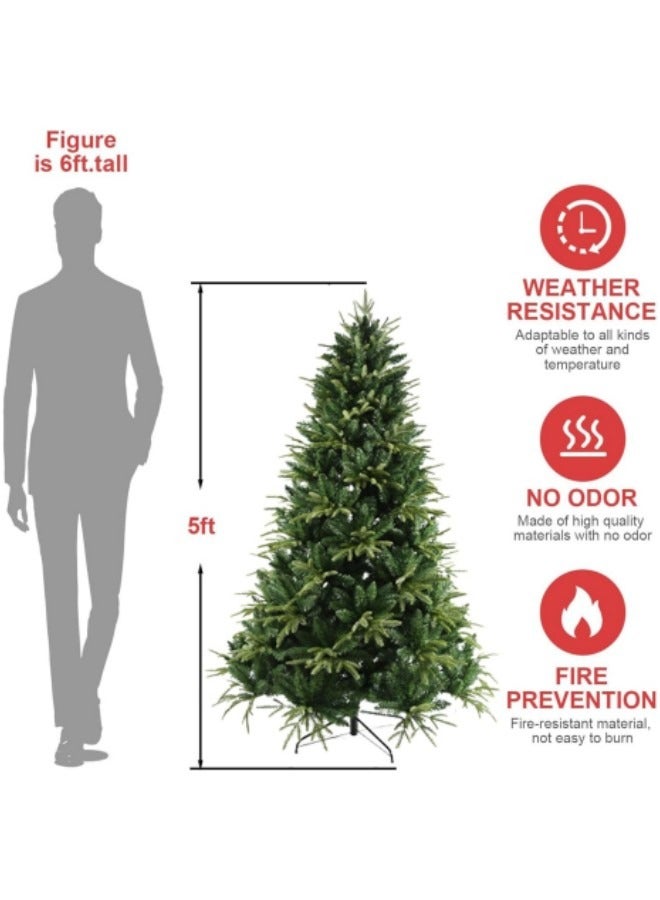 GGEROU 1.5M/5ft Artificial Christmas Tree, Premium Unlit Hinged Spruce Full Tree with 450 Branch Tips, Metal Stand, Hinged Structure, Easy Assembly - Image 3