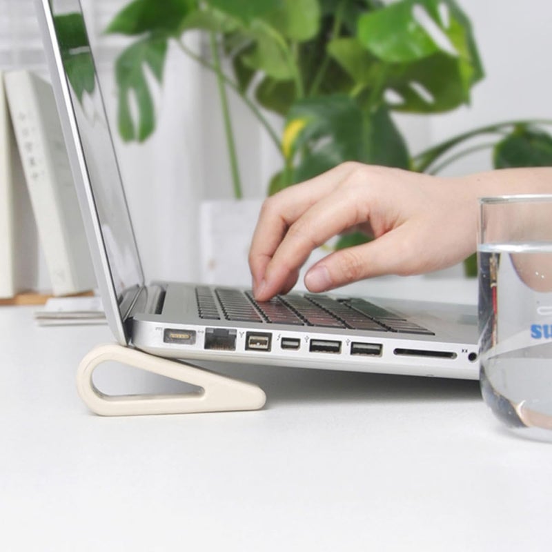 Adjustable Laptop Stand 4pcs Set – White Black Plastic Laptop Support Cooling Holder for Notebook Heightening and Heat Dissipation, Portable Computer Riser for Home Office Use - Image 5