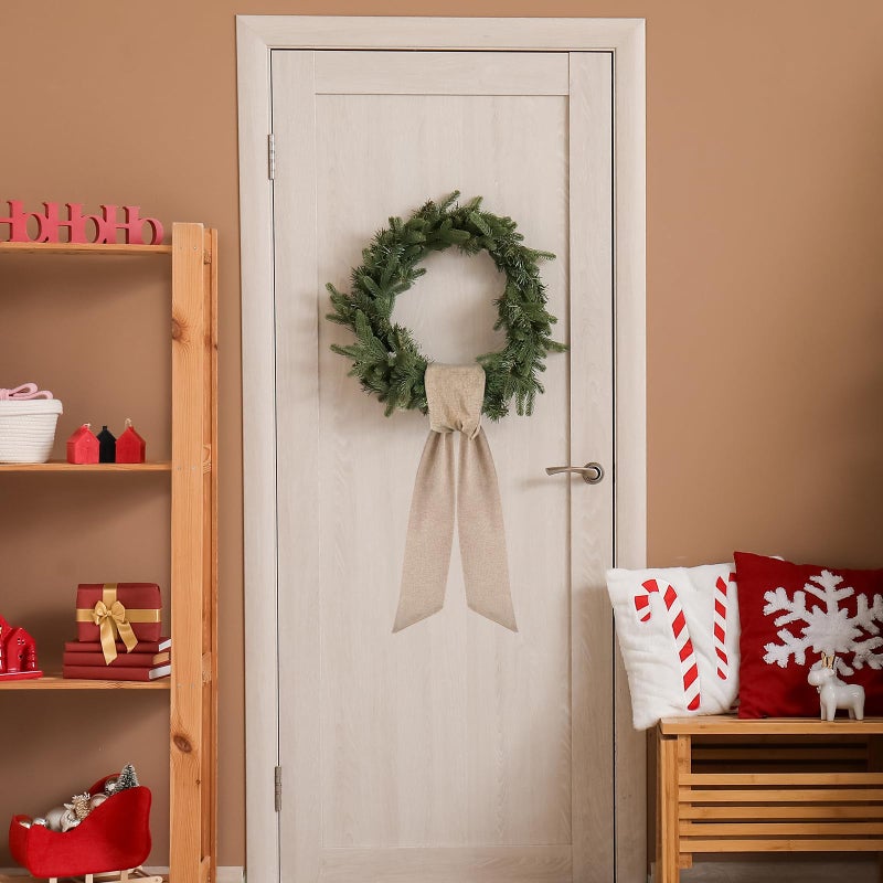 PartyforU Wreath Sash for Front Door - 2 Pcs Rustic Blank Sash for Wreath in Farmhouse Window Wall, 55.5 Inch Plain Boho Wreath Sash for Embroidery Monogram Yard Porch Doorway Home Decor - Image 3