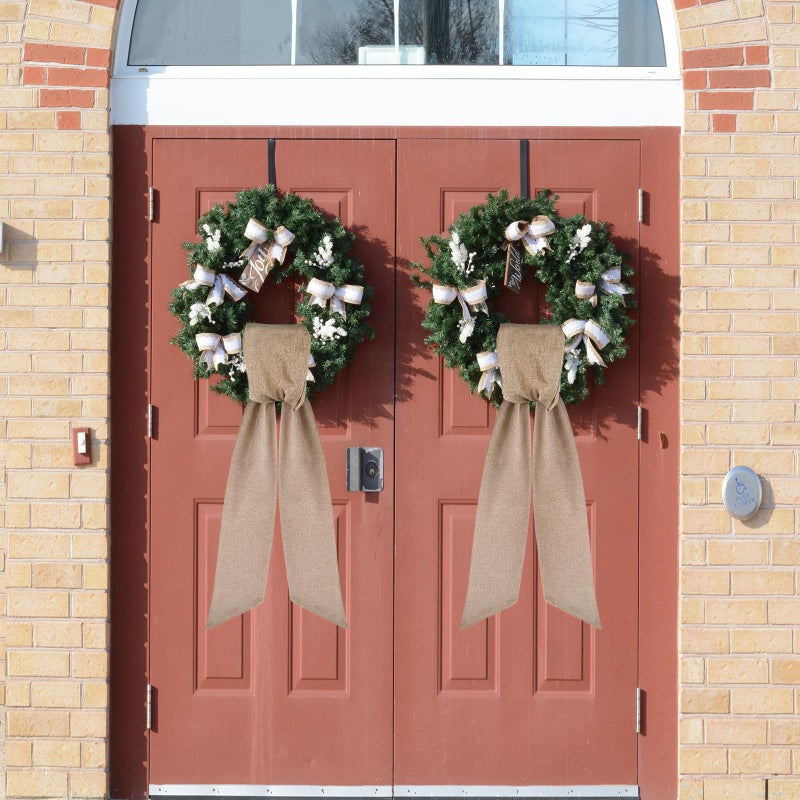 PartyforU Wreath Sash for Front Door - 2 Pcs Rustic Blank Sash for Wreath in Farmhouse Window Wall, 55.5 Inch Plain Boho Wreath Sash for Embroidery Monogram Yard Porch Doorway Home Decor - Image 2