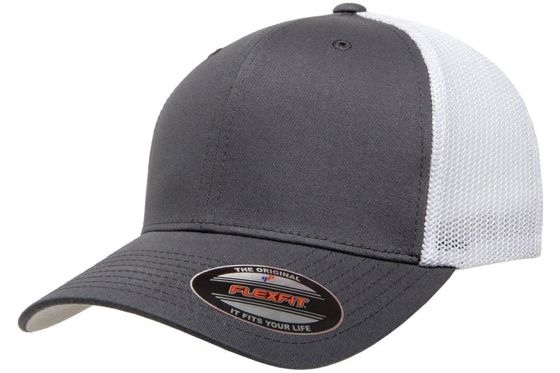 Flexfit Men's Mesh Fitted 2-Tone Trucker Hat, Charcoal/White, One Size - Image 2