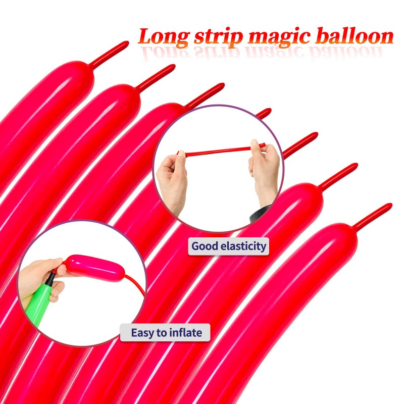 KUULBELA 100pcs Red 260 balloons, Thickening Latex Long Twisting Balloons for Animal Model for Halloween Xmas Presents, Animal Shape Weddings, Birthdays Clowns. - Image 4