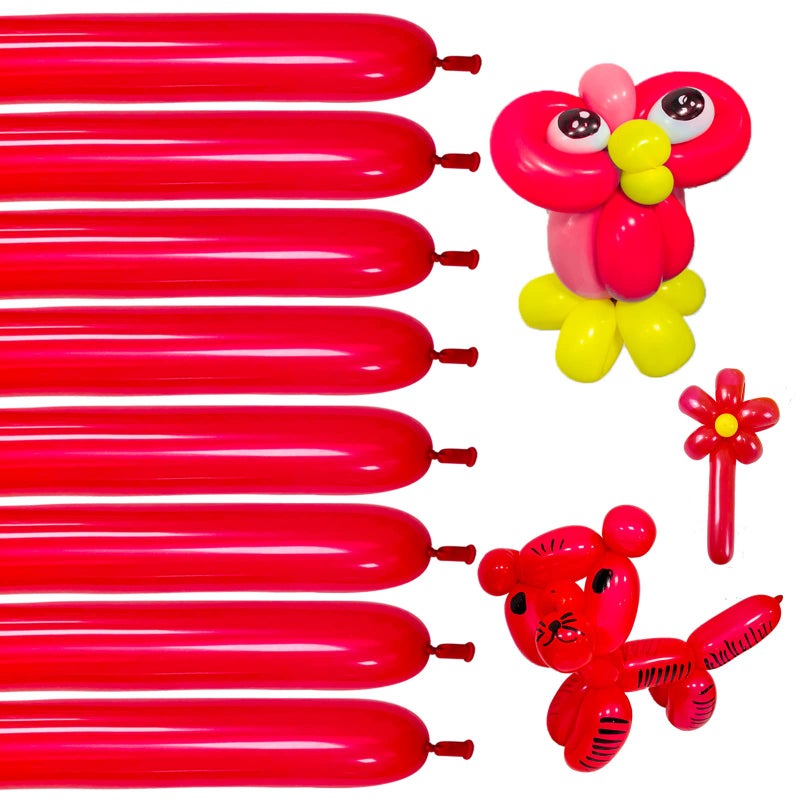 KUULBELA 100pcs Red 260 balloons, Thickening Latex Long Twisting Balloons for Animal Model for Halloween Xmas Presents, Animal Shape Weddings, Birthdays Clowns. - Image 1