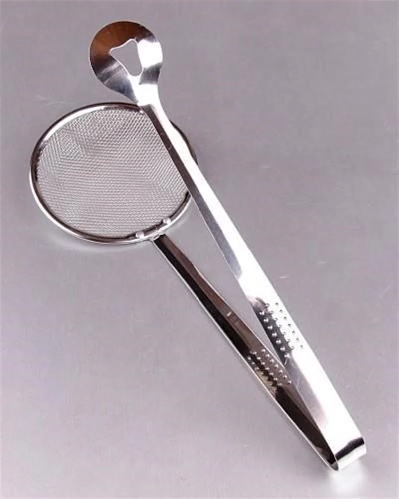 Safestore Multi-Purpose Stainless Metal Boiling and Frying Tongs with Strainer