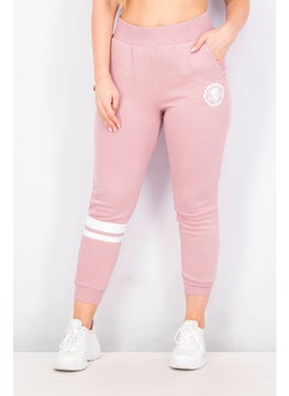 Women Graphic Collegiate Slim Jogger Pants, Wood Rose