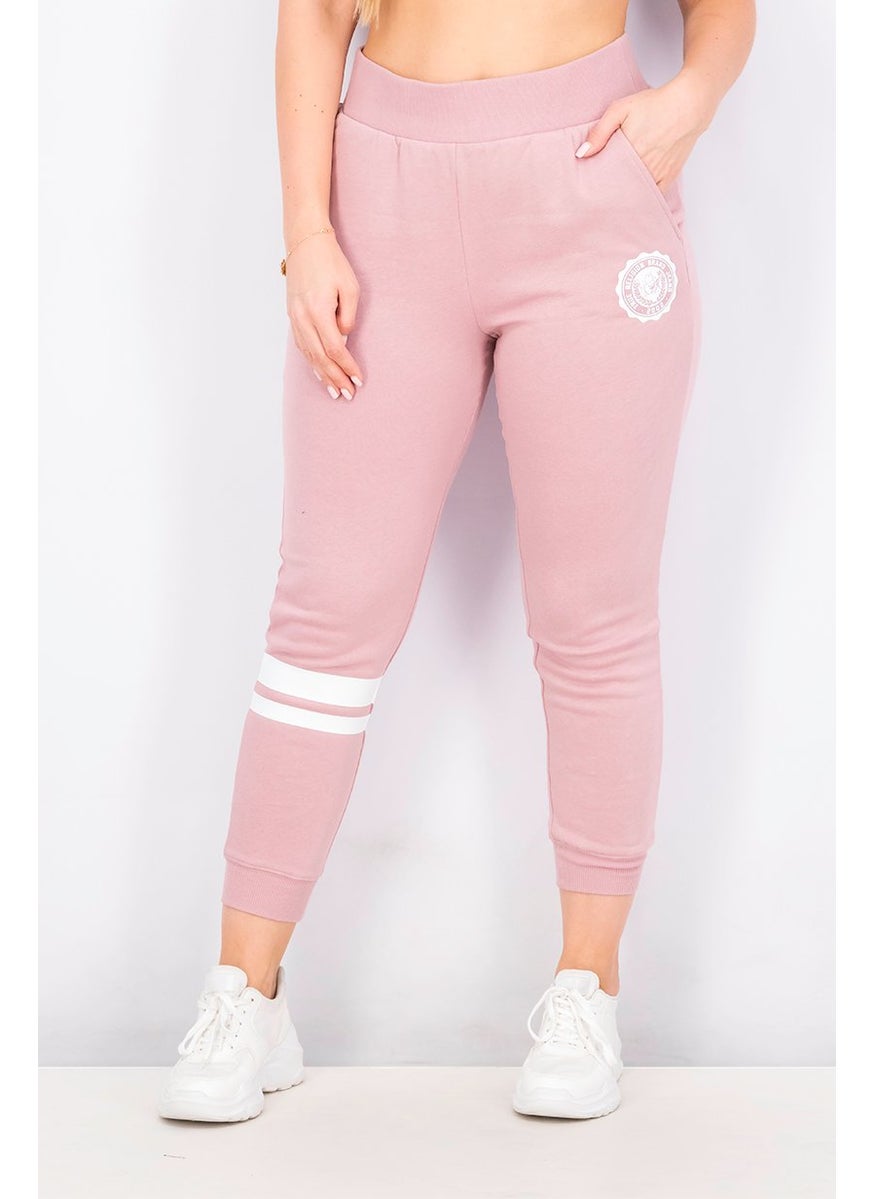 TRUE RELIGION - Women Graphic Collegiate Slim Jogger Pants, Wood Rose - Image 1
