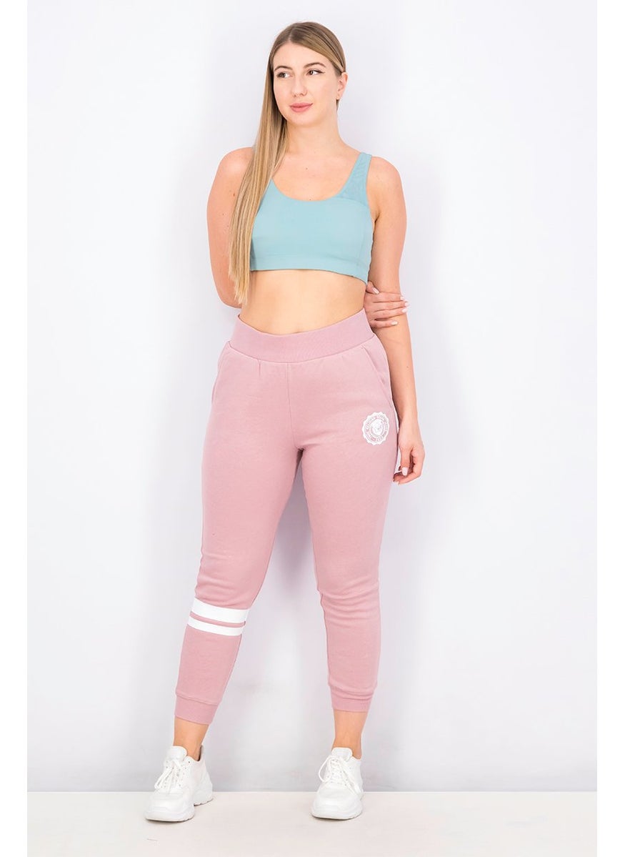 TRUE RELIGION - Women Graphic Collegiate Slim Jogger Pants, Wood Rose - Image 1