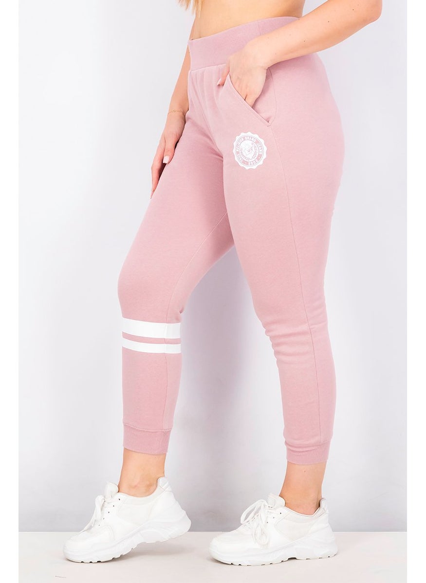 TRUE RELIGION - Women Graphic Collegiate Slim Jogger Pants, Wood Rose - Image 1