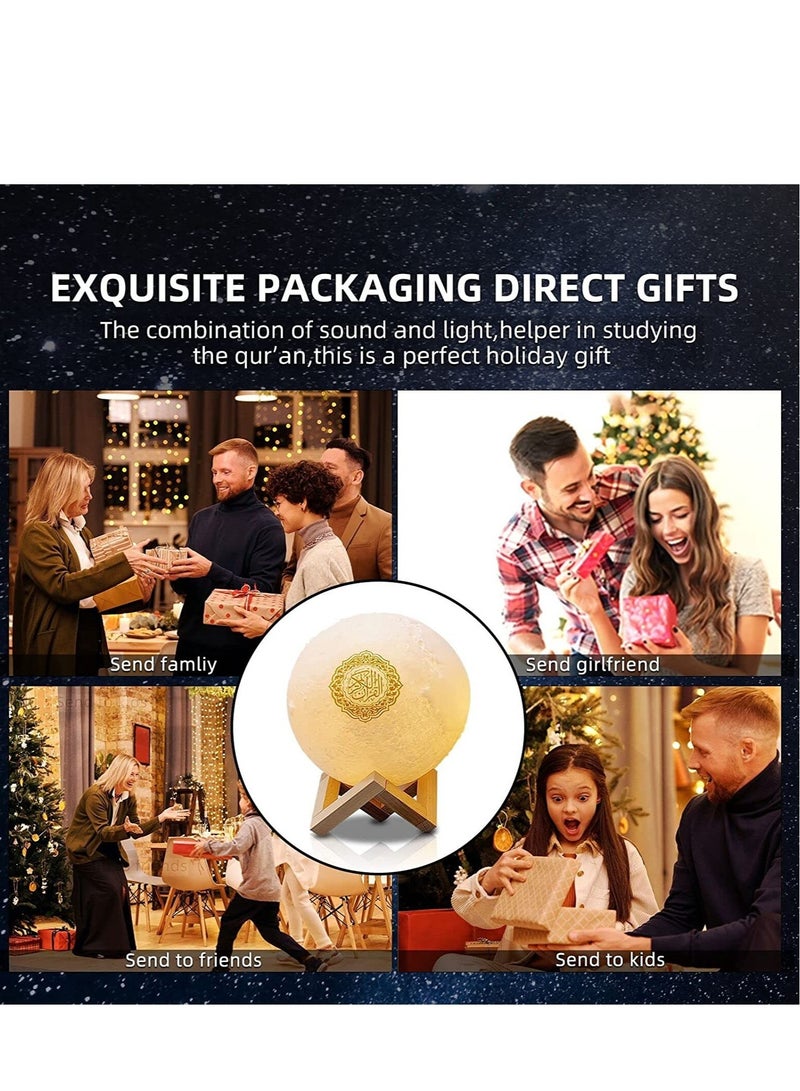 ELTRAZONE Moon Lamp Quran Speaker - Kids Night Light Galaxy Lamp 7 Colors LED 3D Star Moon Light with Stand, Remote & Touch & APP Control, USB Rechargeable Quran Recitation Eid Mubarak hajj Gifts (A) - Image 3