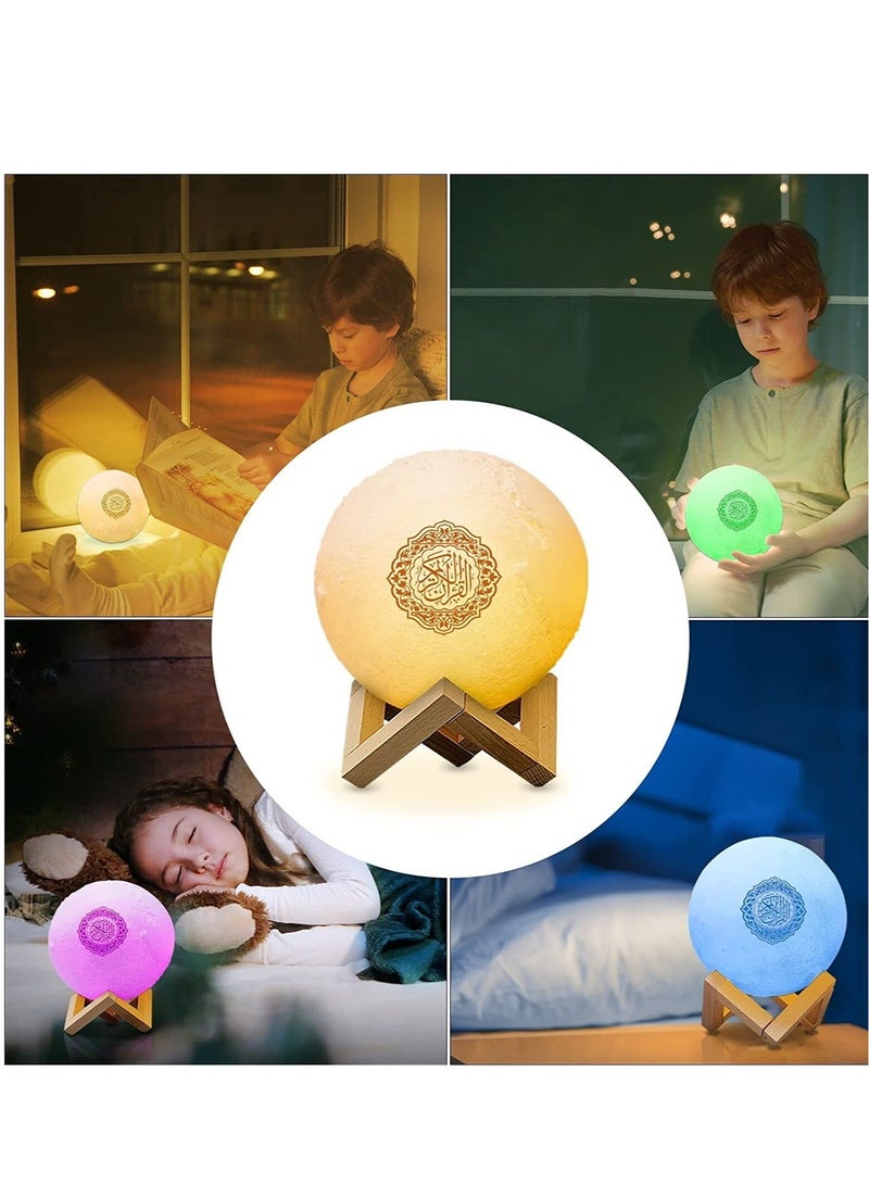 ELTRAZONE Moon Lamp Quran Speaker - Kids Night Light Galaxy Lamp 7 Colors LED 3D Star Moon Light with Stand, Remote & Touch & APP Control, USB Rechargeable Quran Recitation Eid Mubarak hajj Gifts (A) - Image 5