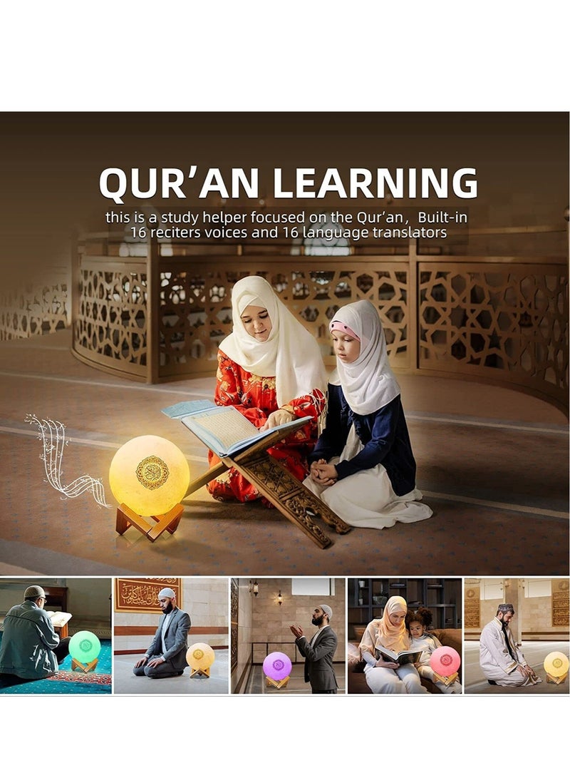 ELTRAZONE Moon Lamp Quran Speaker - Kids Night Light Galaxy Lamp 7 Colors LED 3D Star Moon Light with Stand, Remote & Touch & APP Control, USB Rechargeable Quran Recitation Eid Mubarak hajj Gifts (A) - Image 2