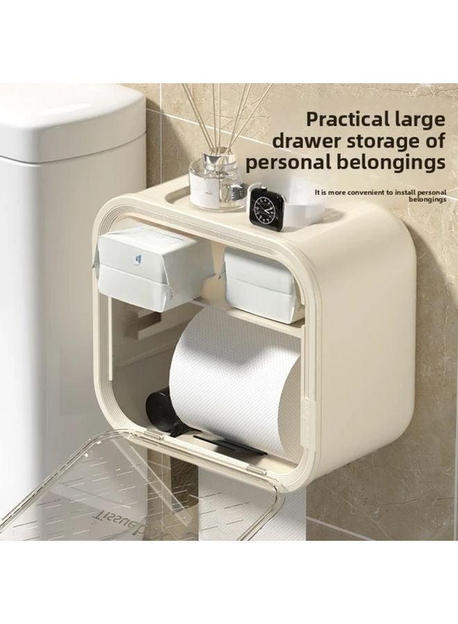 White No Drill Toilet Paper Holder With Roll Assist And Hollow Paper Rod 3pcs Set - Image 5